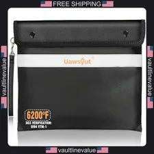 Fireproof document bag 14.2x11.2 inch water resistant zipper safe for cash