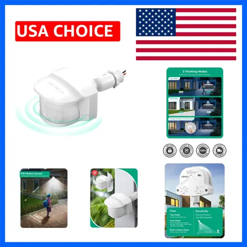 240 Degree Motion Sensor, Replacement Motion Detector for Outdoor Lights, Adj...