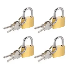4Pcs Solid Brass Padlock with Key 11/16" Wide Body Small Locks Lock