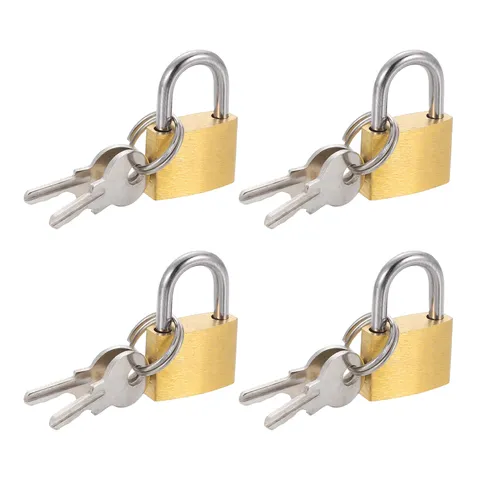 4Pcs Solid Brass Padlock with Key 11/16" Wide Body Small Locks Lock