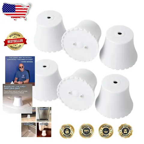 6pk Water Leak Detectors - 12V Battery, 95dB Alert