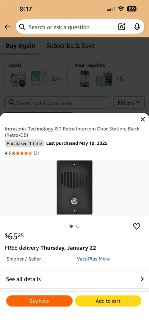 Intrasonic Technology IST Retro Intercom Door Station, Black (Retro-DB)