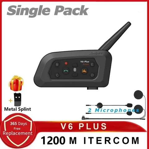 V6 plus Motorcycle Helmet Bluetooth Headset Intercom 1200M Interphone