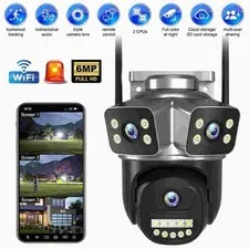 3 Lens 4K HD WiFi IP Camera Wireless 1080P Outdoor CCTV PTZ Home Security IR Cam