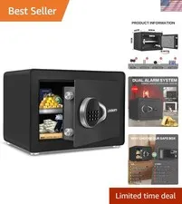 Safe for Home, 1.0 Cubic Feet Small Safe with Removable Shelf, Alarm System, ...