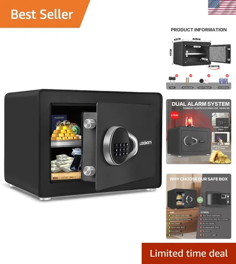 Safe for Home, 1.0 Cubic Feet Small Safe with Removable Shelf, Alarm System, ...
