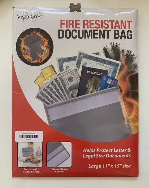 VISTA CREST 46984 FIRE RESISTANT DOCUMENT BAG 11" X 15"