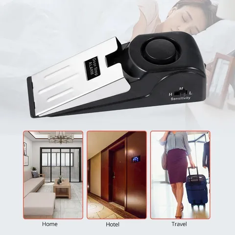 Security Door Stop Alarm System 120DB Hotel Home Wireless Security Safety Tools