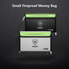 Small Fireproof Money Bag, 8.6 x 6.3 inches, 2-Pack | Reflective Strip, Metal...