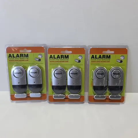 Noopel Door and Window Magnetic Sensor Alarms Lot of 3 (2-Packs) 6 Alarms Total