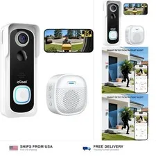 ieGeek Doorbell Camera Wireless No Subscription, 2K 3MP HD View PIR Motion De...