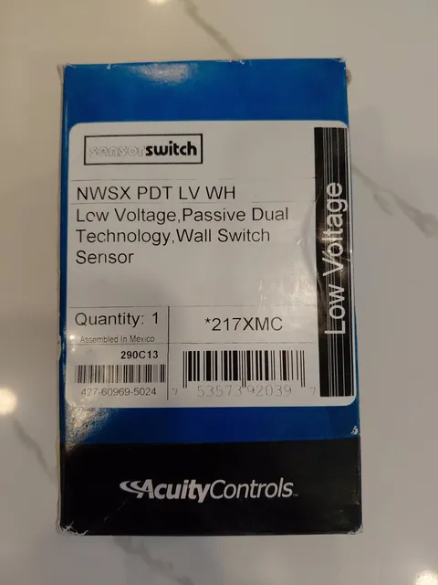 Acuity nLight NWSX PDT LV WH Sensor Switch White, NEW