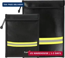 Fireproof Waterproof Money Document Bag - 2 Pack Safe Upgraded Zipper Bags, Fire