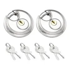 Disc Padlock, (2-23/64" Wide Body, 5/16" Shackle)(2PCS), Stainless Steel