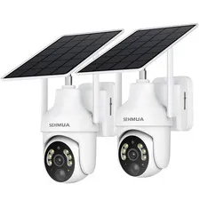 Solar Battery Powered Camera WiFi6 Wireless Security System PTZ Outdoor 2PACK