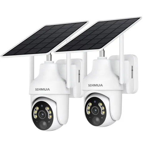 Solar Battery Powered Camera WiFi6 Wireless Security System PTZ Outdoor 2PACK