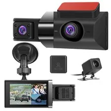 2K Car DVR 3 Channel Dash Cam Camera Recorder w/ GPS WiFi Night Vision G-sensor