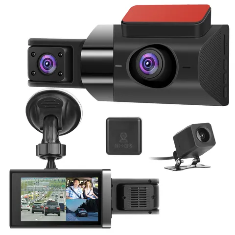 2K Car DVR 3 Channel Dash Cam Camera Recorder w/ GPS WiFi Night Vision G-sensor