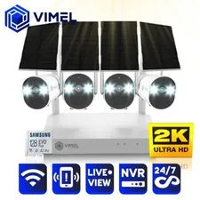 WIFI NVR Security System 4 cameras Solar 128GB UHD 2K Wireless Cloud Home