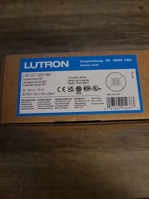 LUTRON LOS-CDT-2000R-WH Occupancy Sensor Ceiling Mount 360° Dual Tech White