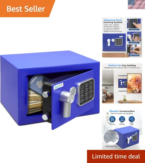 Steel Digital Safe Box - 9.1" x 6.7" for Cash & Jewelry | Portable
