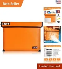 Fireproof Document Bag - 5200℉ Thermal Insulated Waterproof Storage, 13.9"x10.6"