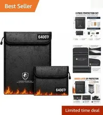 Secure Your Valuables with Fireproof Document & Money Bags - 6400°F Protection