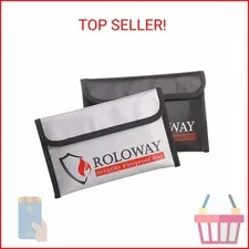 ROLOWAY Small Fireproof Bag (5 x 8 inches), Non-itchy Fireproof Money Bag for Ca