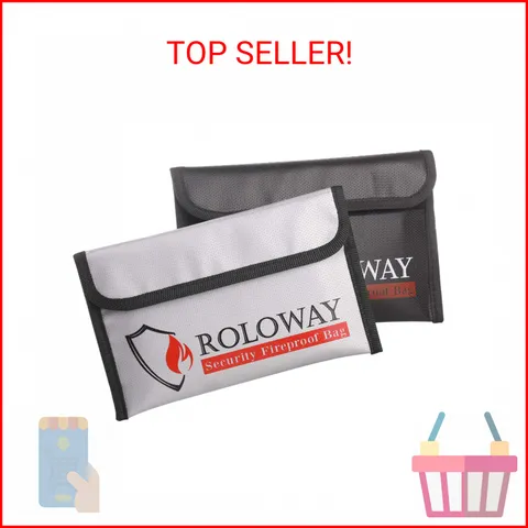 ROLOWAY Small Fireproof Bag (5 x 8 inches), Non-itchy Fireproof Money Bag for Ca