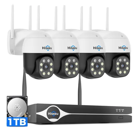 Hiseeu 4K Security Cameras Wireless Outdoor, 8MP 4-Cam Kit, 5G & 4 Cam Kit