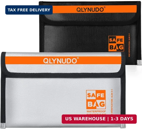 Fireproof Money Bag for Cash - Nesting 2 Pack (9.2x5.7" & 8x5"), Non-Itchy Silic