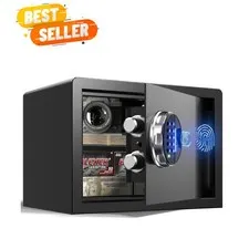 Compact Biometric Security Safe - Silent Mode, LED Keypad, and Emergency Keys