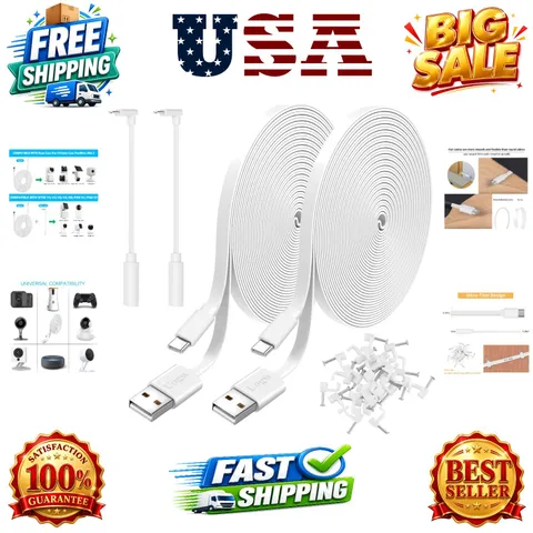 2 Pack 20FT Power Extension Cable Compatible with Wyze Cam v4/v3/OG,Wyze Cam ...