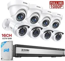 ZOSI Full 1080p 16CH Outdoor Security Camera System AI Human Vehicle Detect 2TB