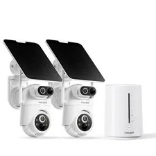 PIOJER Solar Security Camera Wireless Outdoor Dual-Lens 2K(2MP 2-Cam-Kit
