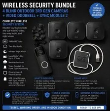 Blink Outdoor 3rd Gen (4) HD Video Security Cameras + Video Doorbell+ Sync Mod 2