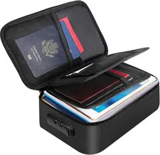 Small Fireproof Storage Organizer Case with Lock(9”X 5.3”X 3.7”), 3-Layer Sof...