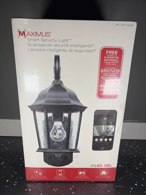 Maximus Kuna SPL11-07A-W4-BKT Smart Security Light WiFi Camera ~ SEALED