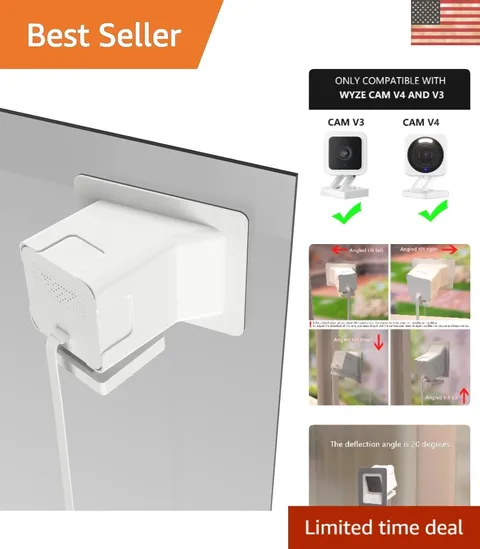 Versatile Angled Window Mount for Wyze Cam V4/V3 - Ideal for Multiple Surfaces
