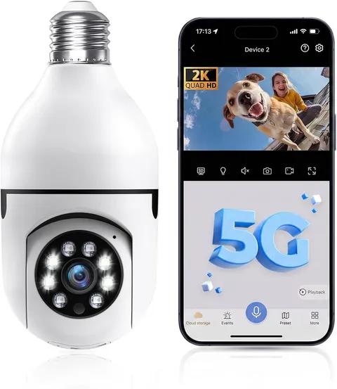 Light Bulb Security Camera, 5G& 2.4Ghz Wifi Security Cameras Wireless Outdoor fo