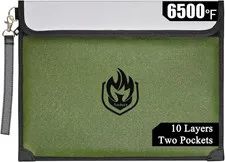 2 Pockets Fireproof Document Bag, 6500°F Fireproof Money Bag for Cash | 10-Layer