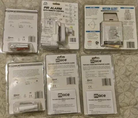5 Mace electronic devices, sensors, alarms.