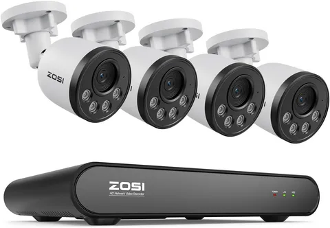 5MP Security Camera System with Audio, 4Pcs 4MP Wired Outdoor Indoor Poe Cameras