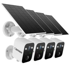 Solar Powered 4K AI Everwatch Wireless Security Camera, 3-Watt Solar Panel, 4 Pc