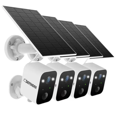Solar Powered 4K AI Everwatch Wireless Security Camera, 3-Watt Solar Panel, 4 Pc