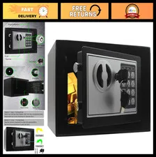 Digital Security Safe Box - 9.1"W x 6.7"H x 6.7"D, Key & Cash Lock Box for Home,