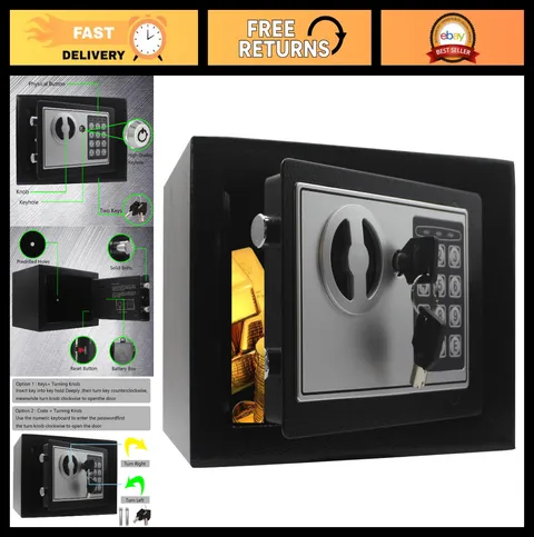 Digital Security Safe Box - 9.1"W x 6.7"H x 6.7"D, Key & Cash Lock Box for Home,