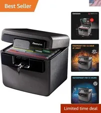 Elegant Black Fireproof & Waterproof Safe - Ultimate Document Protection