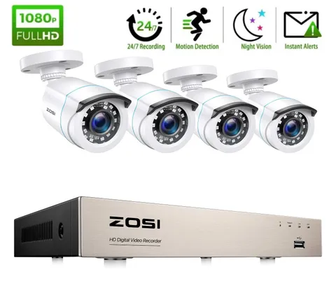 ZOSI 8CH H.265+ 2MP DVR 1080P CCTV Home Security Camera System IR Night Vision