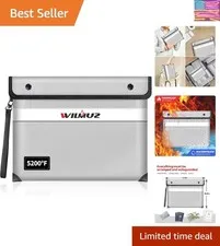 Fire Proof Bag For Documents,5200°F Heat Insulated Fire Proof Pouch with Soft...